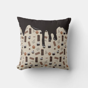 Chocolate Theme Pattern Throw Pillow