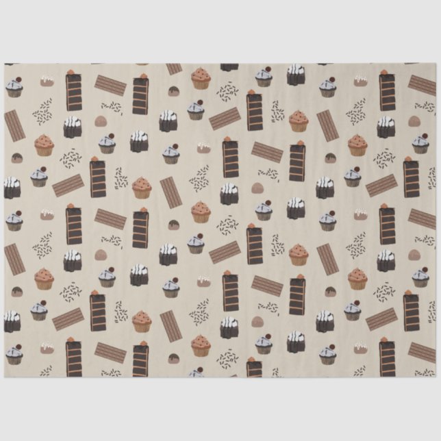 Chocolate Theme Pattern Tissue Paper (Front)