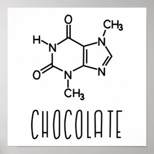 Chocolate Theobromine Molecular Chemical Formula Poster
