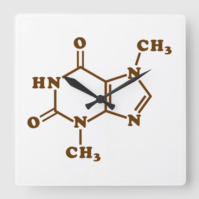 Chocolate Theobromine Molecular Chemical Formula Square Wall Clock (Front)
