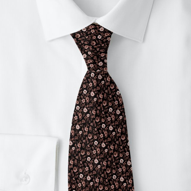 Chocolate Tiny Flowers Tie (Creator Uploaded)