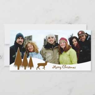 Chocolate Trees & Deer Merry Christmas Holiday Card