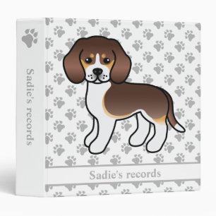 Chocolate Tricolor Beagle Cute Cartoon Dog & Text Binder