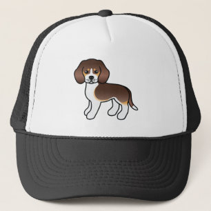 Chocolate Tricolor Beagle Dog Cute Illustration Trucker Hat