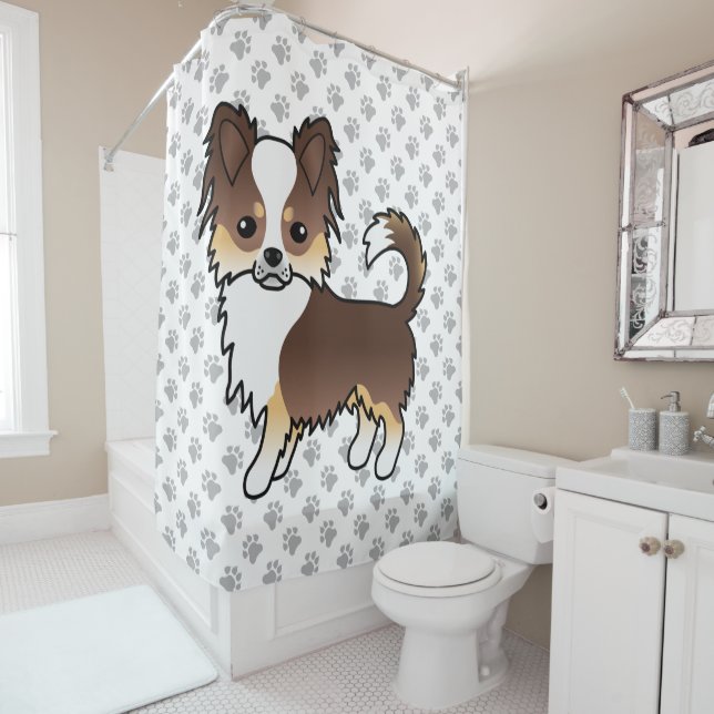 Chocolate Tricolor Long Coat Chihuahua Dog & Paws (In Situ)
