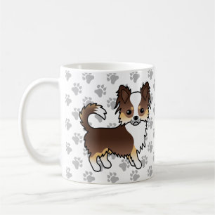 Chocolate Tricolor Long Coat Chihuahua Dog & Paws Coffee Mug
