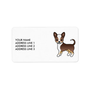 Chocolate Tricolor Smooth Coat Chihuahua Cute Dog Label
