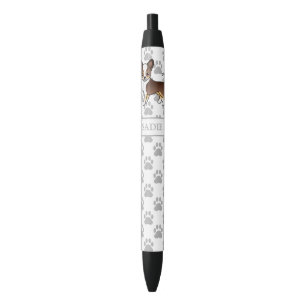 Chocolate Tricolor Smooth Coat Chihuahua & Name Black Ink Pen