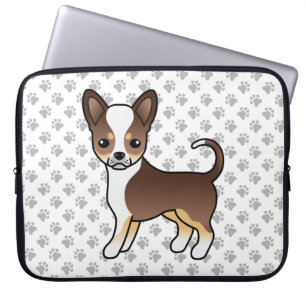 Chocolate Tricolor Smooth Coat Chihuahua & Paws Laptop Sleeve