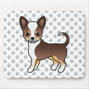 Chocolate Tricolor Smooth Coat Chihuahua & Paws Mouse Pad