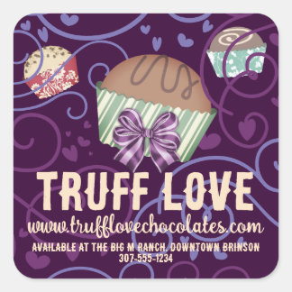 Chocolate truffle fancy flourish confections candy square sticker