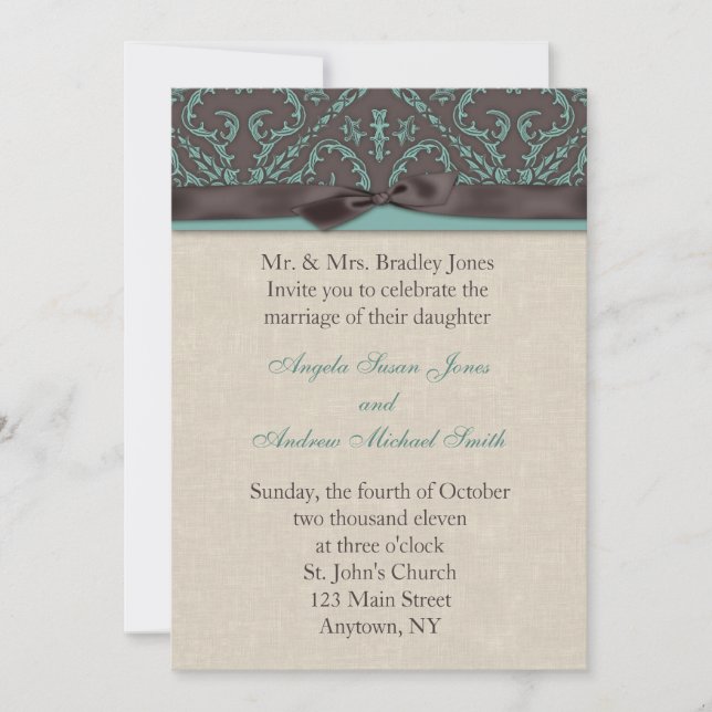 Chocolate Turquoise Invitation (Front)