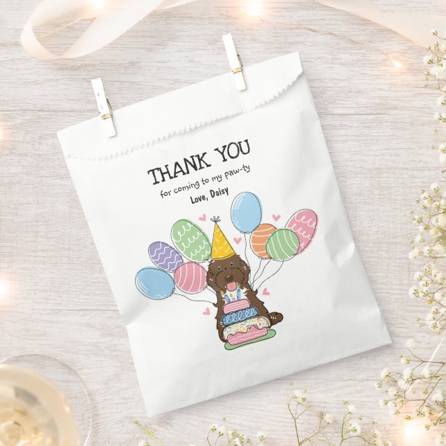 Chocolate Tuxedo Cockapoo Cavapoo Birthday Party  Favour Bag (Clipped)