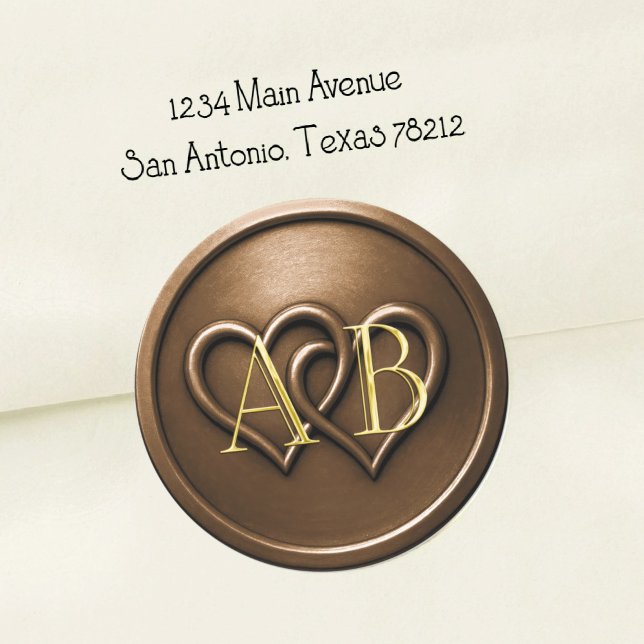 Chocolate Two Hearts Intertwined Monogram Wedding Classic Round Sticker (Creator Uploaded)