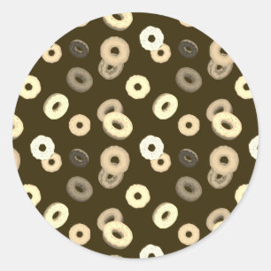 Chocolate vanilla donuts elegant pattern brown classic round sticker