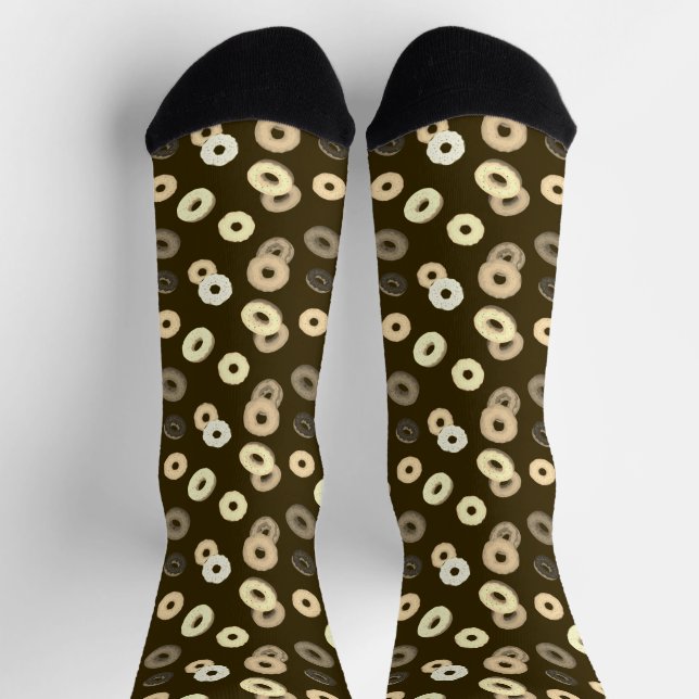 Chocolate vanilla doughnuts elegant pattern brown socks (Top)
