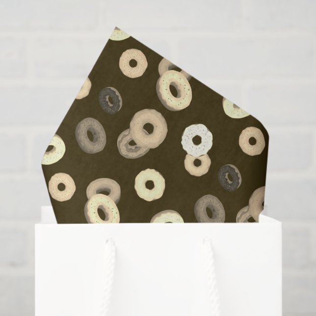 Chocolate vanilla doughnuts elegant pattern brown tissue paper (Gift Bag)