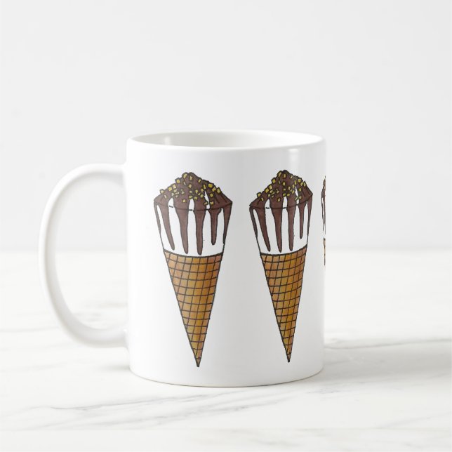 Chocolate Vanilla Ice Cream Nutty Nuts Buddy Cone Coffee Mug (Left)