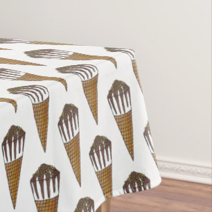 Chocolate Vanilla Ice Cream Nutty Nuts Buddy Cone Tablecloth