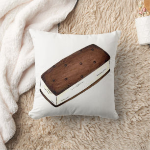 Chocolate Vanilla Ice Cream Sandwich Junk Food Throw Pillow