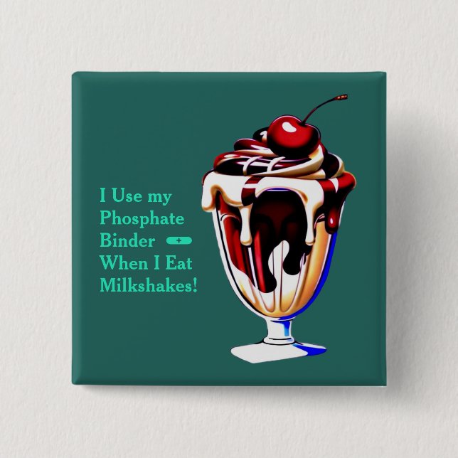 Chocolate & Vanilla Milkshake Phosphate Binder 2 Inch Square Button (Front)