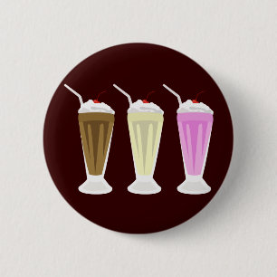 Chocolate, Vanilla, Strawberry Milkshakes 2 Inch Round Button