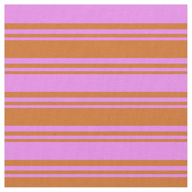 Chocolate & Violet Coloured Lined Pattern Fabric (Close Up)