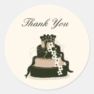 Chocolate Wedding Cake Thank You Classic Round Sticker