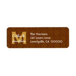 Chocolate Wedding Monogram Address Label V14