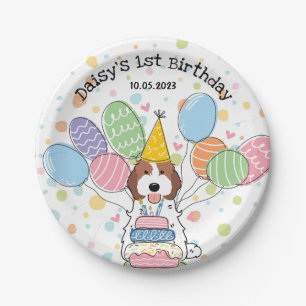 Chocolate White Cockapoo Cavapoo Dog Birthday  Paper Plate