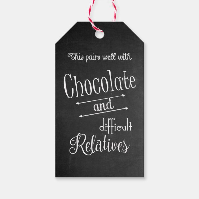 Chocolate & Wine Bottle Wine Tasting Dinner Party Gift Tags (Front)