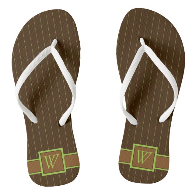Chocolate with Lime Pinstripes Flip Flops (Footbed)