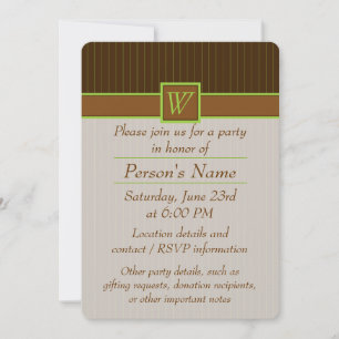 Chocolate with Lime Pinstripes Party Invitation