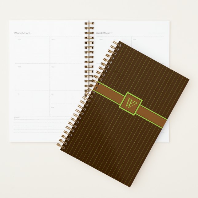 Chocolate with Lime Pinstripes Planner (Display)