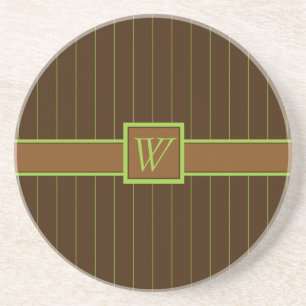 Chocolate with Lime Pinstripes Sandstone Coaster