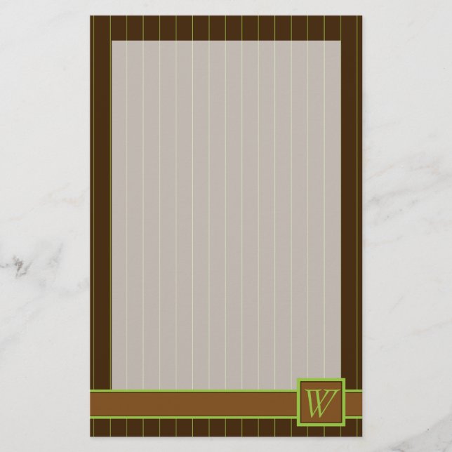 Chocolate with Lime Pinstripes Stationery (Front)