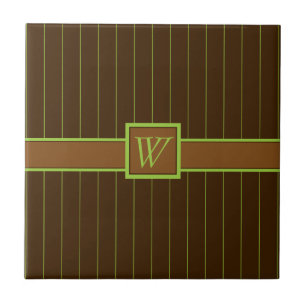 Chocolate with Lime Pinstripes Tile