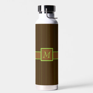 Chocolate with Lime Pinstripes Water Bottle