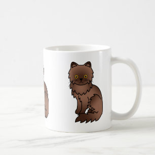 Chocolate With Orange Eyes Persian Cat Cartoon Art Coffee Mug