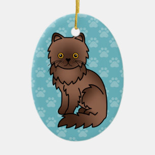 Chocolate With Orange Eyes Persian Cat Ceramic Ornament