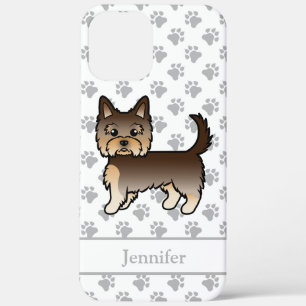 Chocolate Yorkshire Terrier Cartoon Dog & Name iPhone 12 Pro Max Case