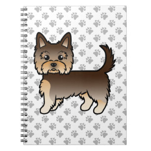 Chocolate Yorkshire Terrier Cartoon Dog & Paws Notebook