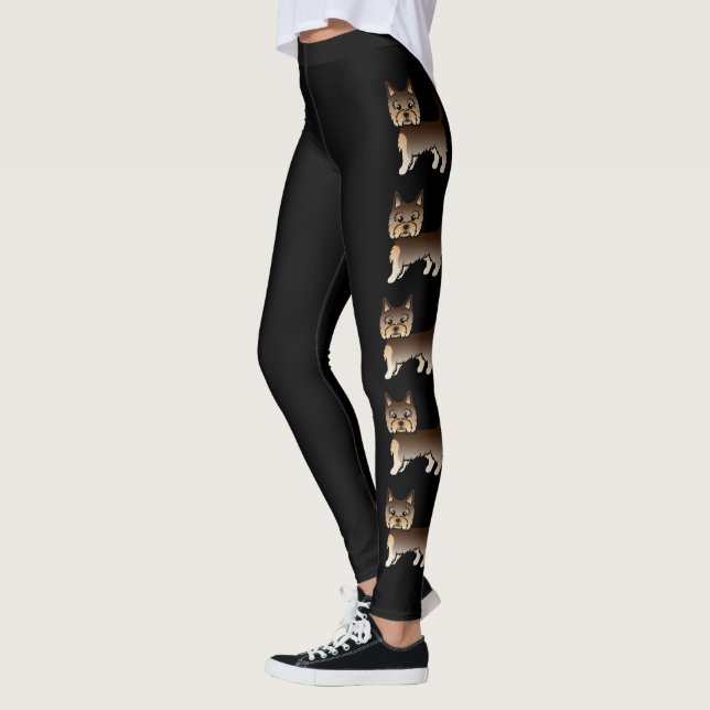 Chocolate Yorkshire Terrier Cartoon Dogs Leggings (Left)