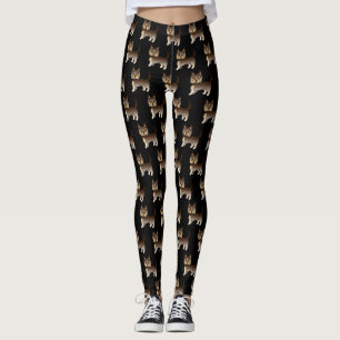 Chocolate Yorkshire Terrier Dog Pattern Leggings