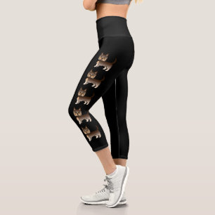 Chocolate Yorkshire Terrier Yorkie Cartoon Dog Capri Leggings