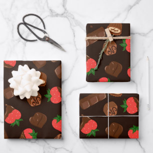 Chocolates Candy Strawberries Wrapping Paper Sheet
