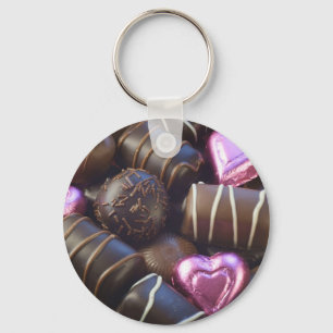 chocolates with pink foil keychain