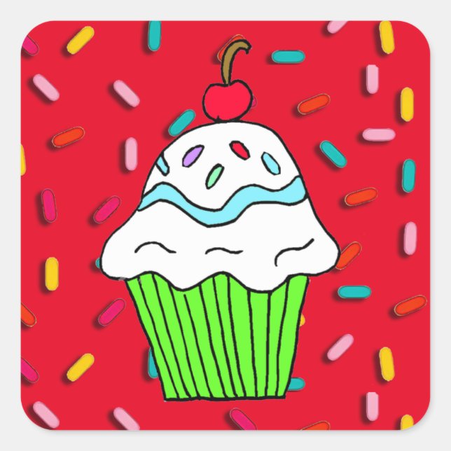 Chocolats Cupcake with Candy Sprinkles Square Sticker (Front)
