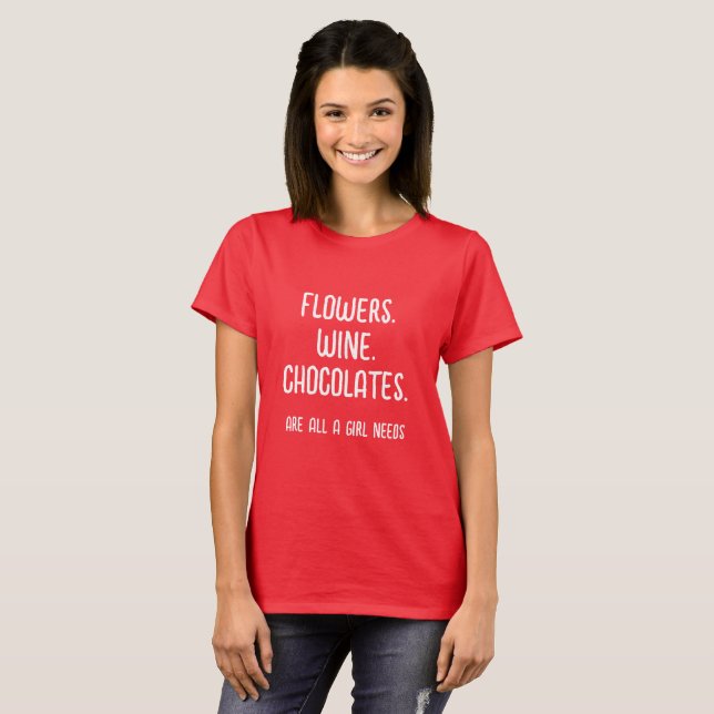 CHOCOLATS DE VIN FLEURS GALENTINE DESIGN TSHIRT (Devant entier)