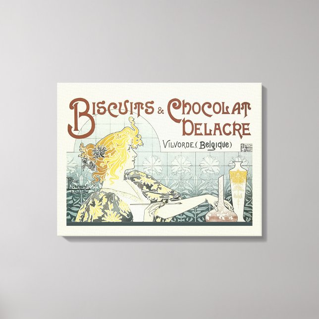 Chocoloate Art Nouveau Woman Canvas Print (Front)